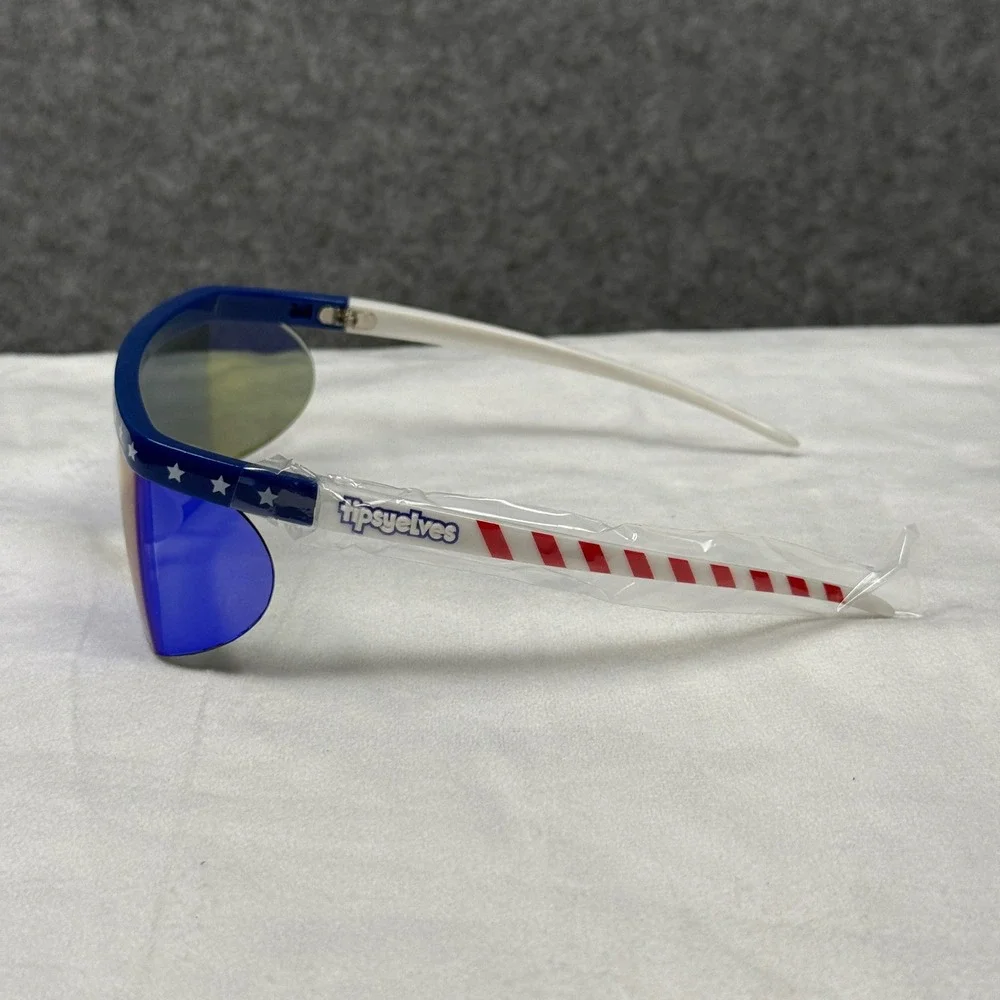 Tipsy Elves Patriotic USA Stars and Stripes Shield Sunglasses Blue Mirror Lens